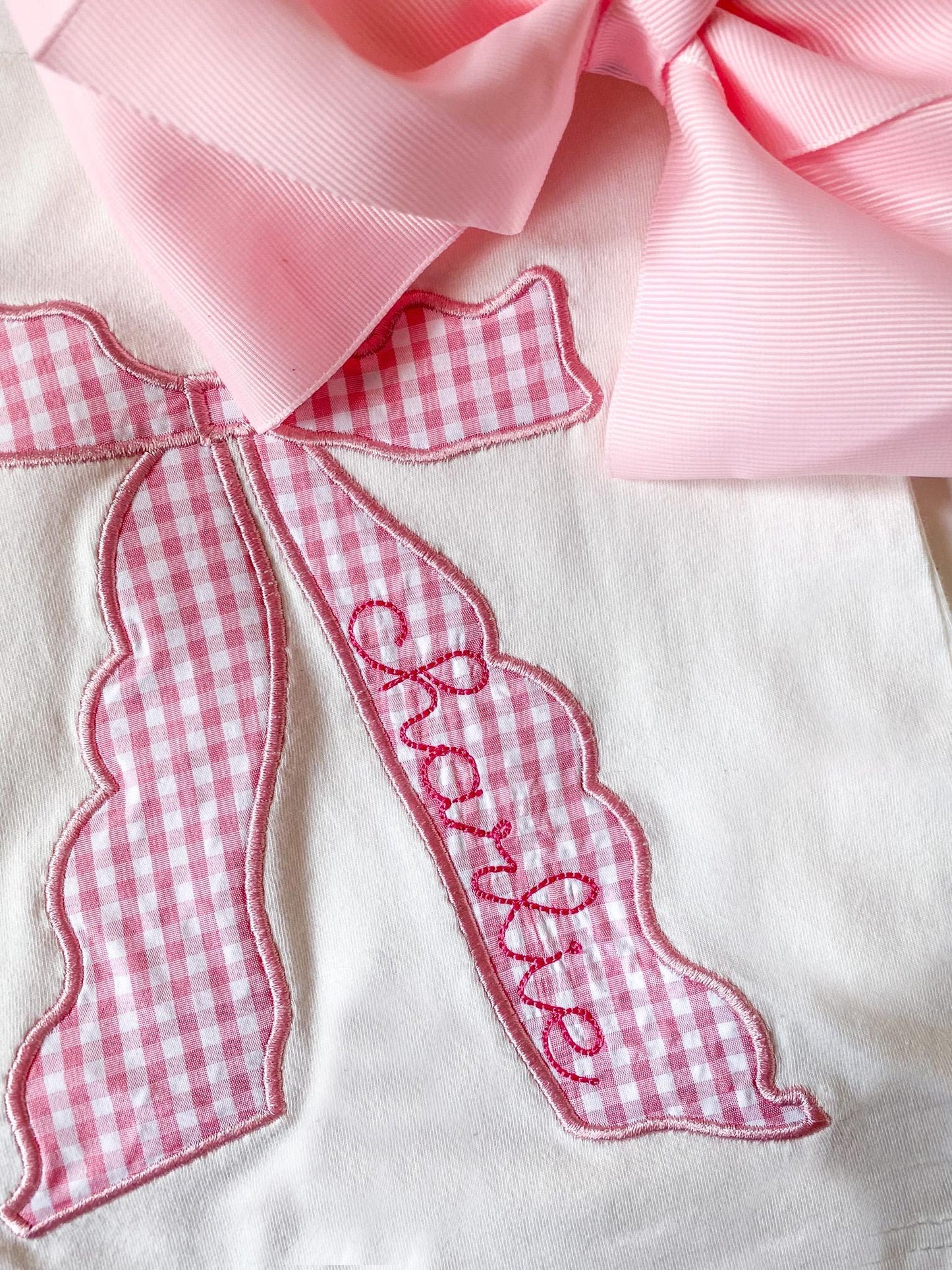 Monogrammed Bow Top & Ruffle Shorts Set: Coquette Baby Girl Outfit