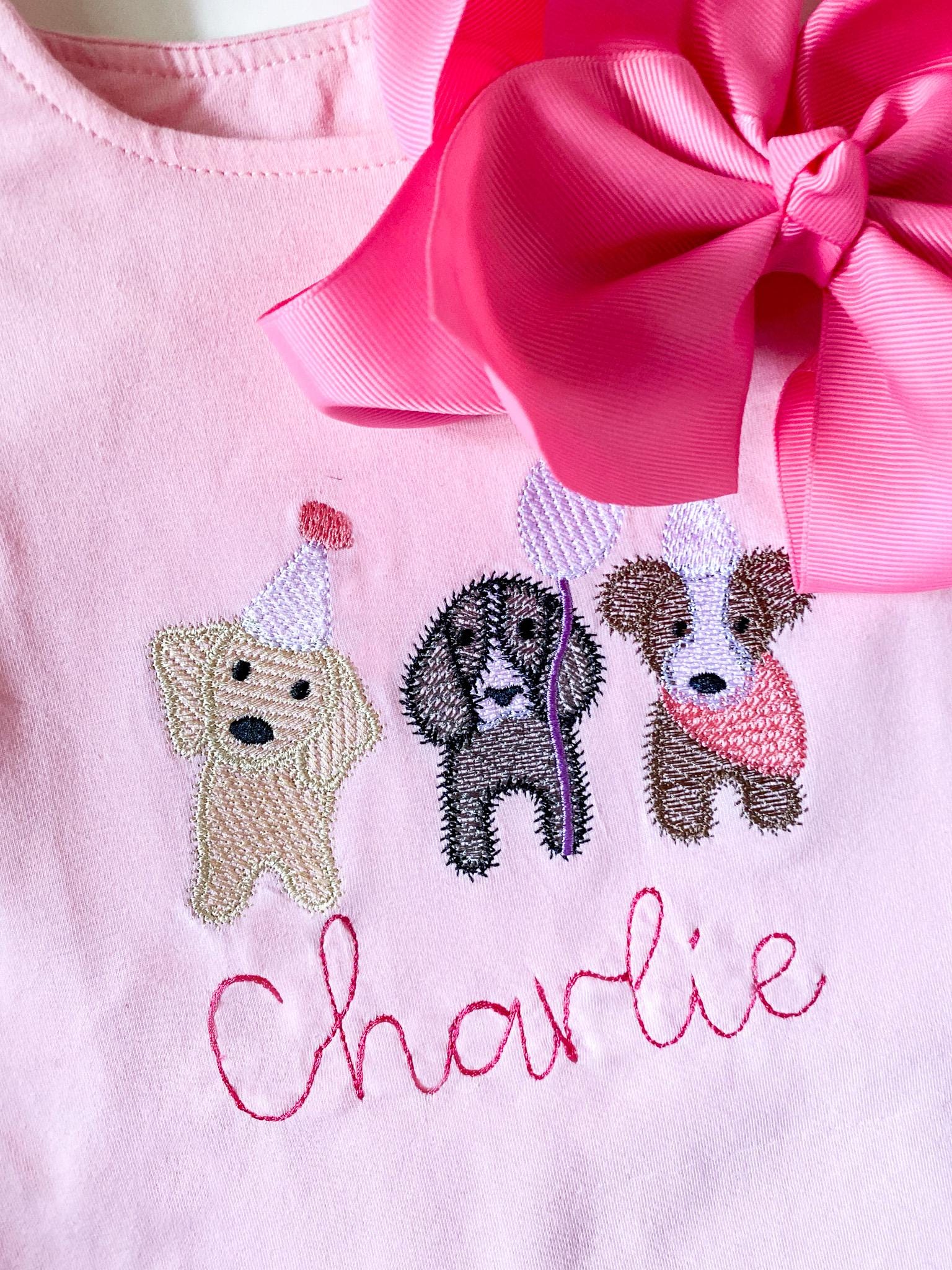 Monogrammed Dog Birthday Dress: Embroidered Cotton Puppy Party Outfit