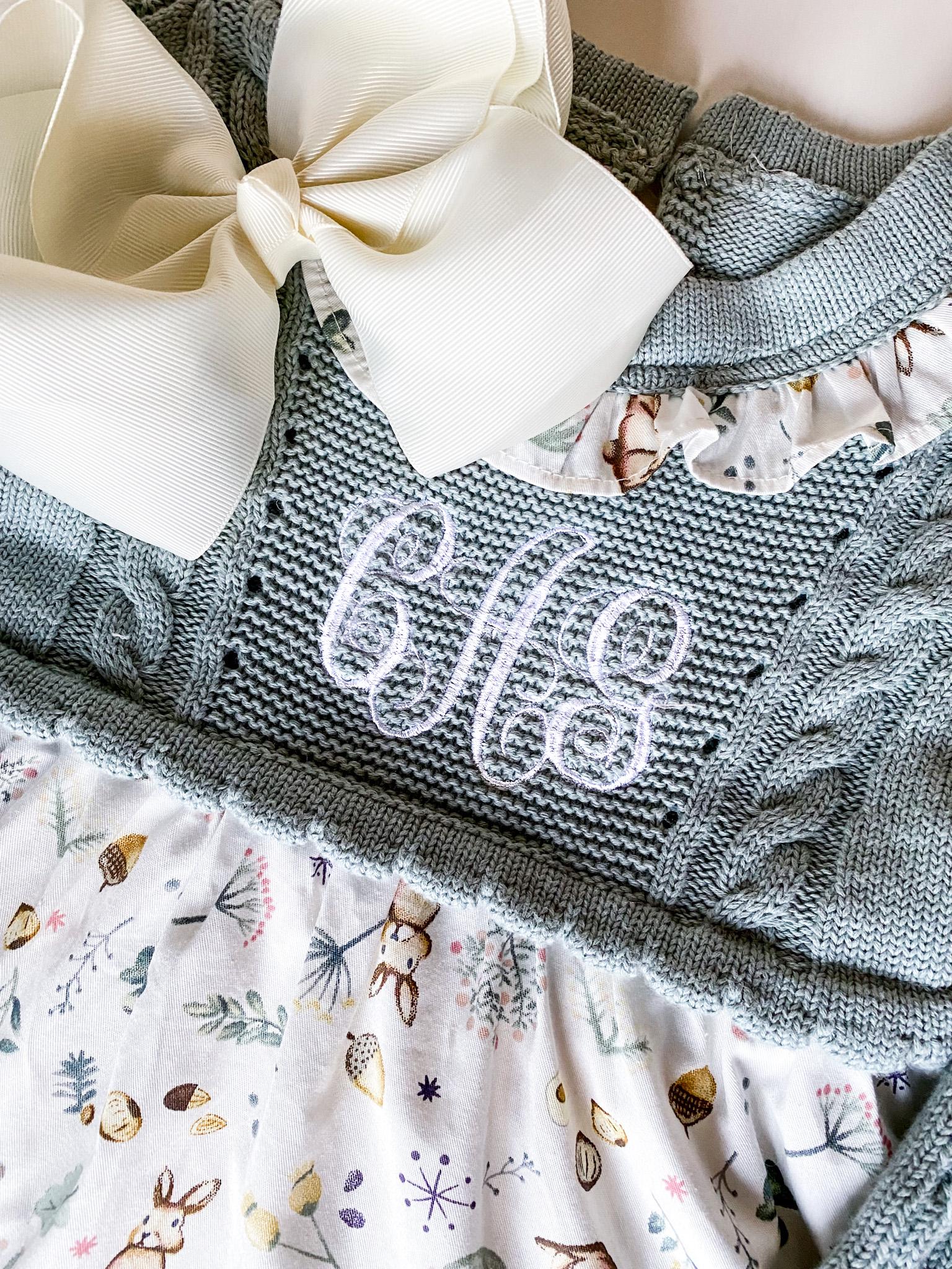 Monogrammed Easter Sweater Dress, Embroidered Bunny Outfit, Personalized Gift