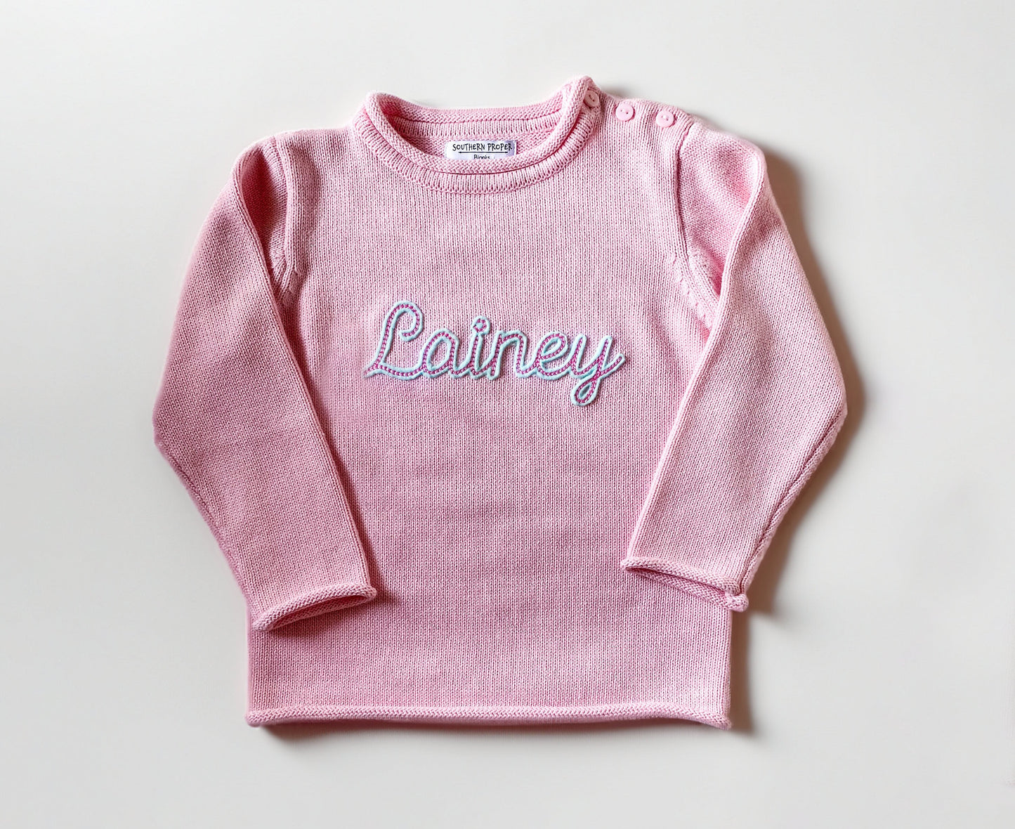 Monogrammed Felted Name Cotton Sweater: Customized Kids Rollneck