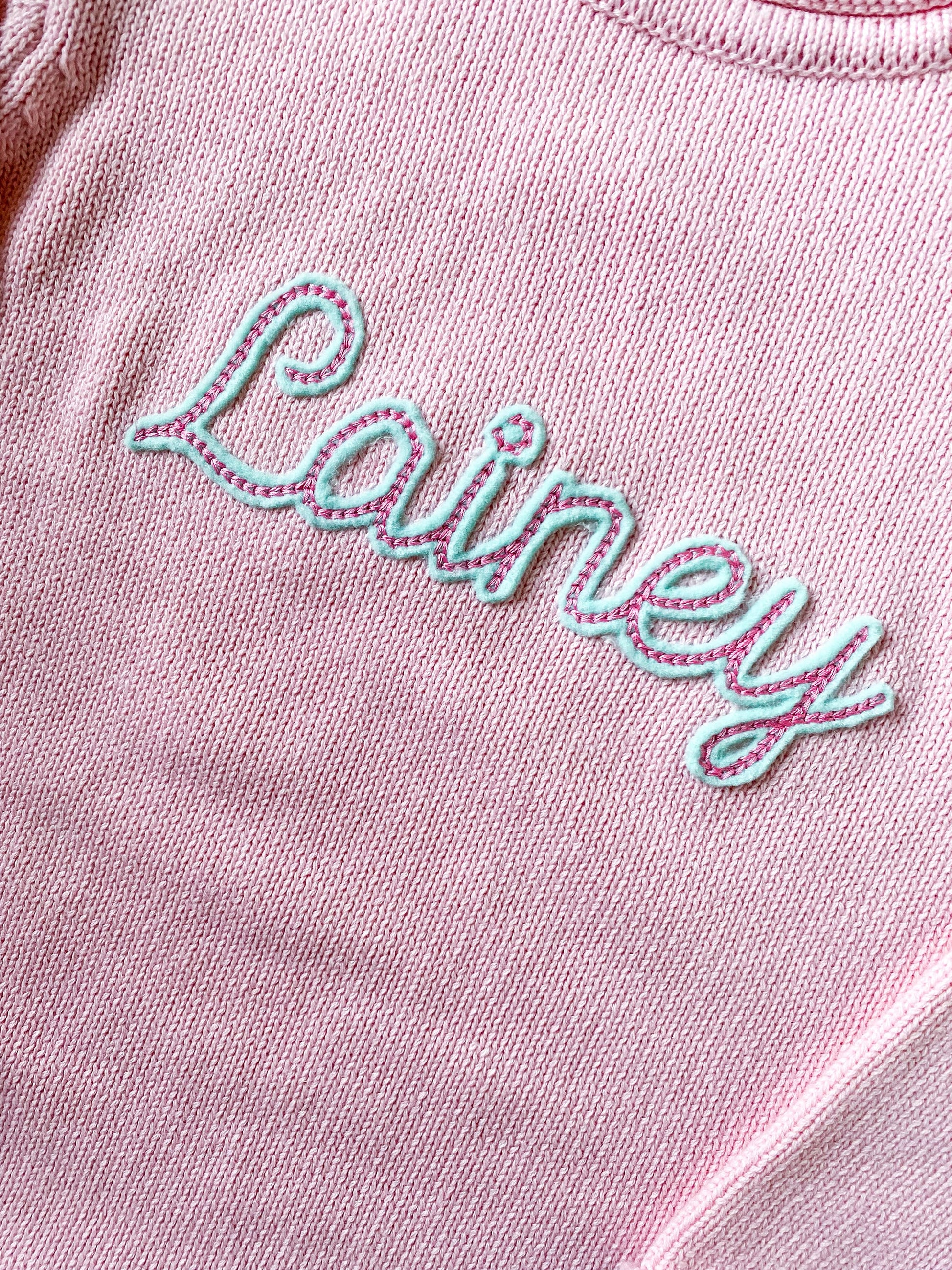 Monogrammed Felted Name Cotton Sweater: Customized Kids Rollneck