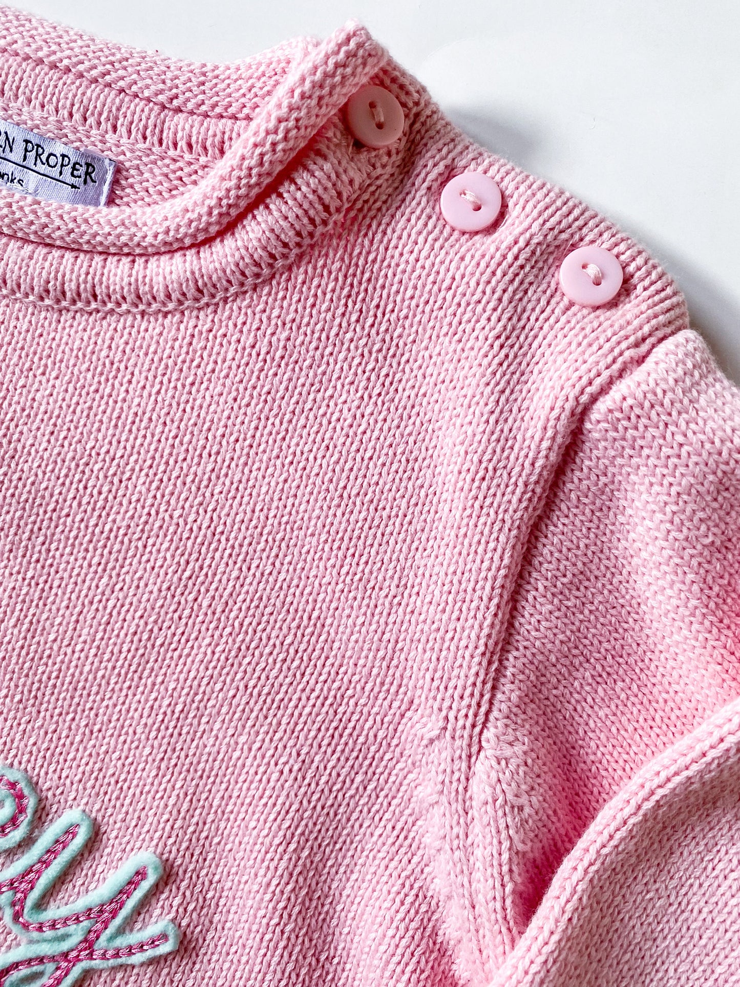 Monogrammed Felted Name Cotton Sweater: Customized Kids Rollneck