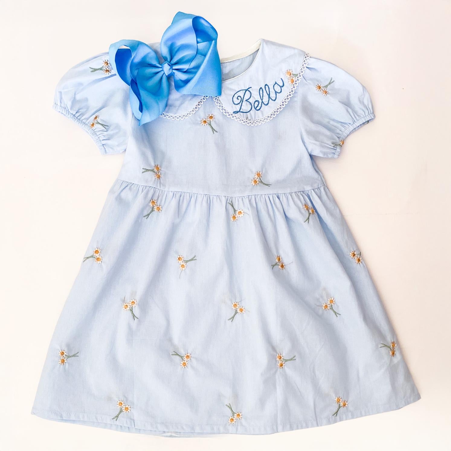 Monogrammed Floral Cotton Dress: Personalized Toddler & Girl Outfit