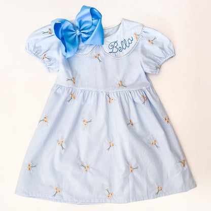 Monogrammed Floral Cotton Dress: Personalized Toddler & Girl Outfit