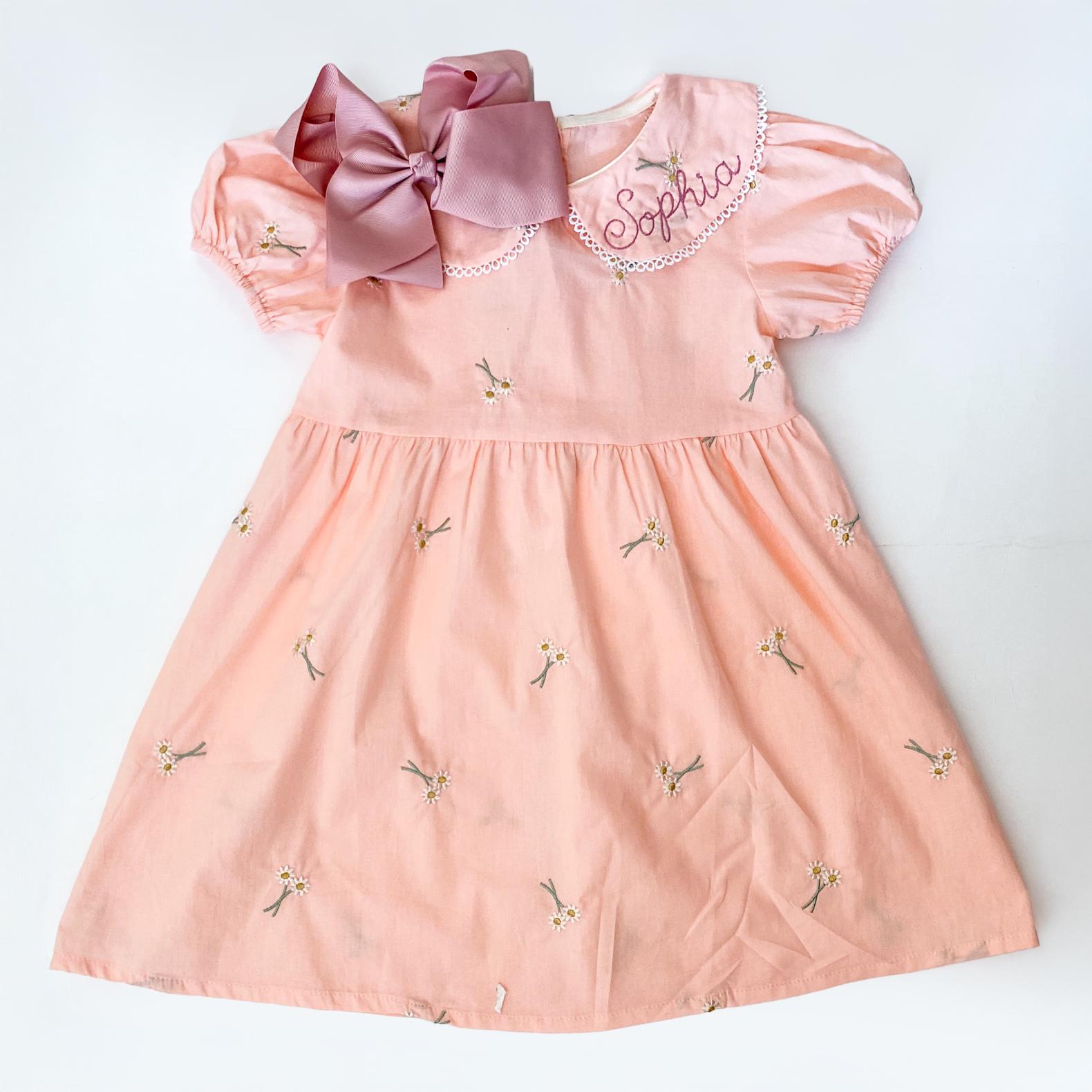 Monogrammed Floral Cotton Dress: Personalized Toddler & Girl Outfit