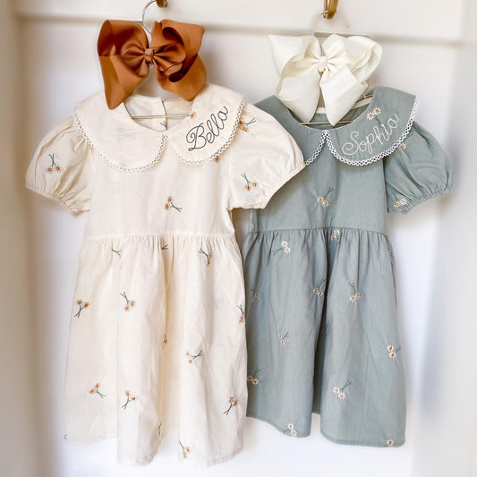 Monogrammed Floral Cotton Dress: Toddler Girl's Easter Outfit