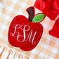 Monogrammed Girls Back to School Dress with Bow: Embroidered Apple Outfit