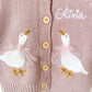Monogrammed Goose Baby Cardigan: Personalized Newborn Gift