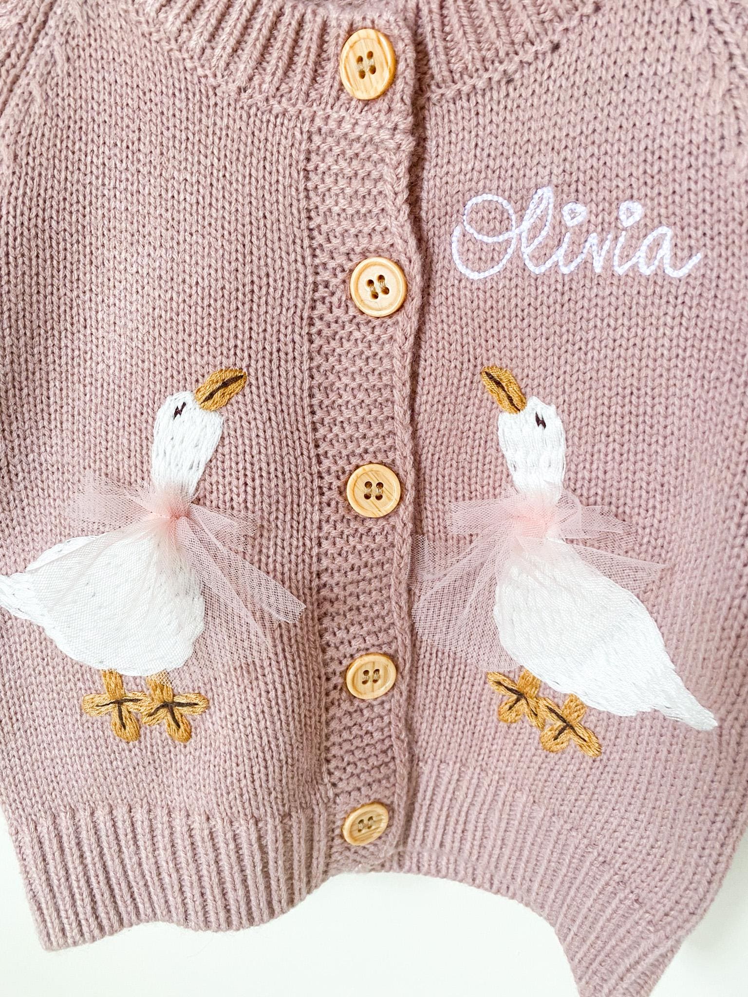Monogrammed Goose Baby Cardigan: Personalized Newborn Gift