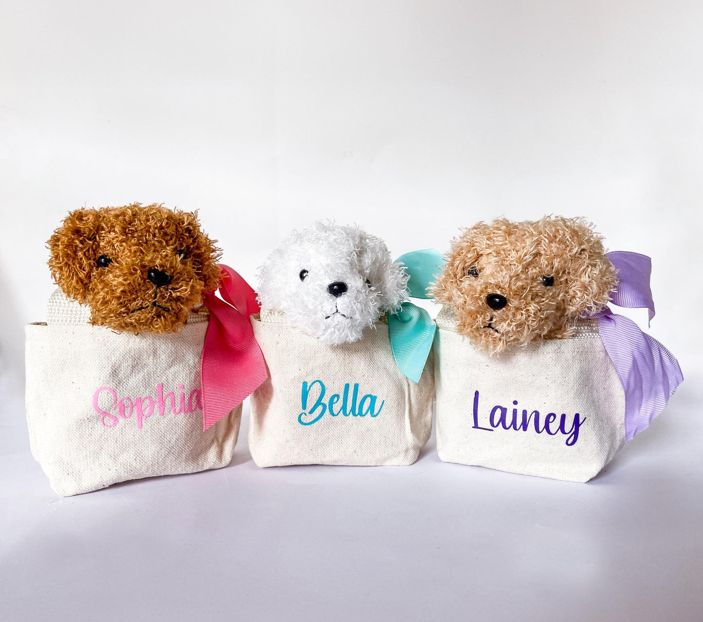 Monogrammed Puppy Party Favor: Personalized Purse with Plush Dog