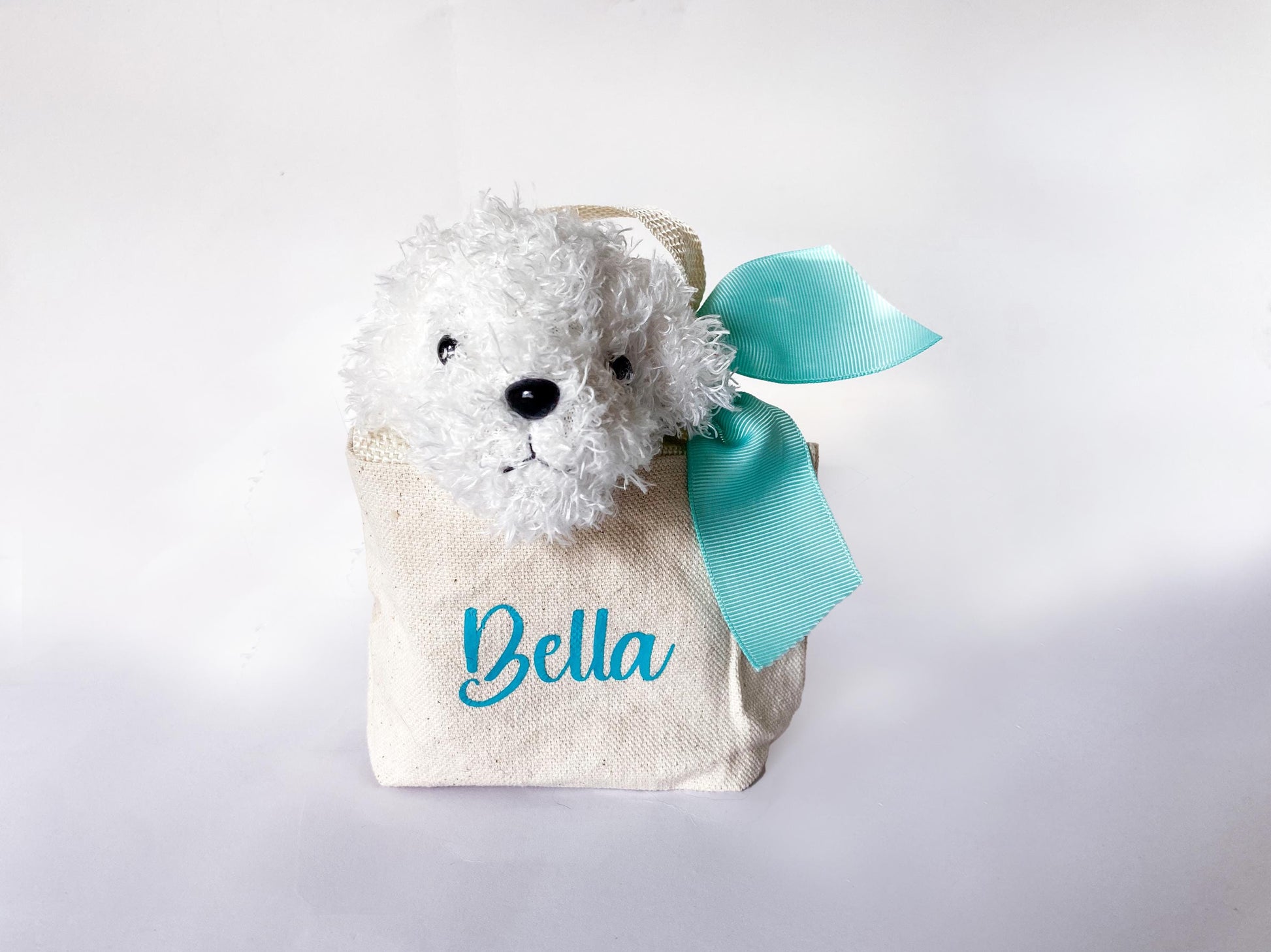 Monogrammed Puppy Party Favor: Personalized Purse with Plush Dog