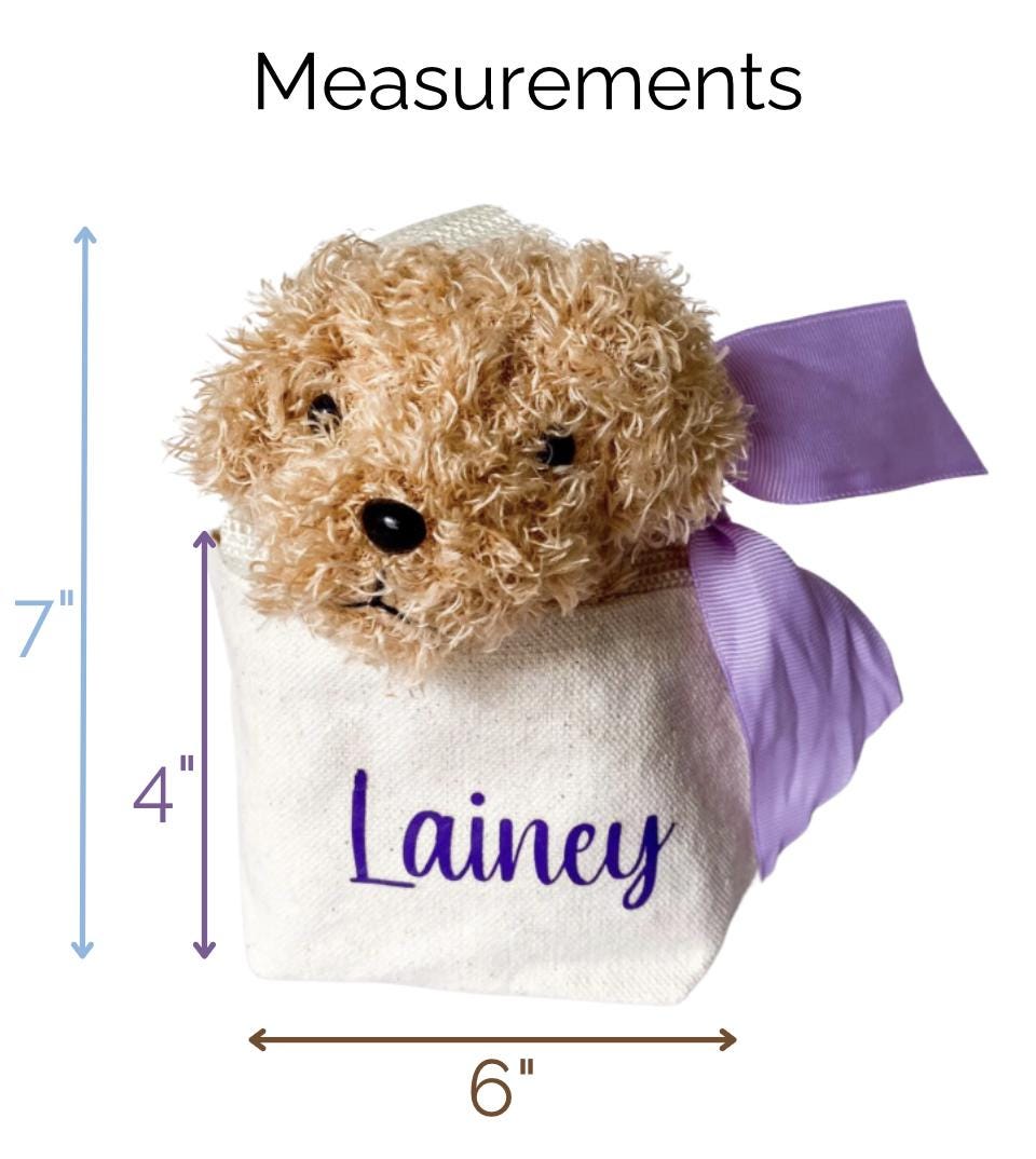 Monogrammed Puppy Party Favor: Personalized Purse with Plush Dog