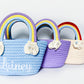 Monogrammed Rainbow Handle Woven Purse: Kids Summer Accessory