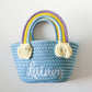 Monogrammed Rainbow Handle Woven Purse: Kids Summer Accessory