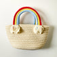 Monogrammed Rainbow Handle Woven Purse: Kids Summer Accessory