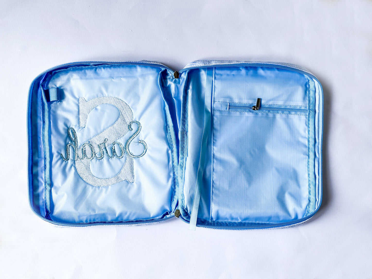 Monogrammed Seersucker Bible Cover: Embroidered Carry Case