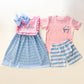 Monogrammed Sibling Outfit: Embroidered Dress & Shorts Set