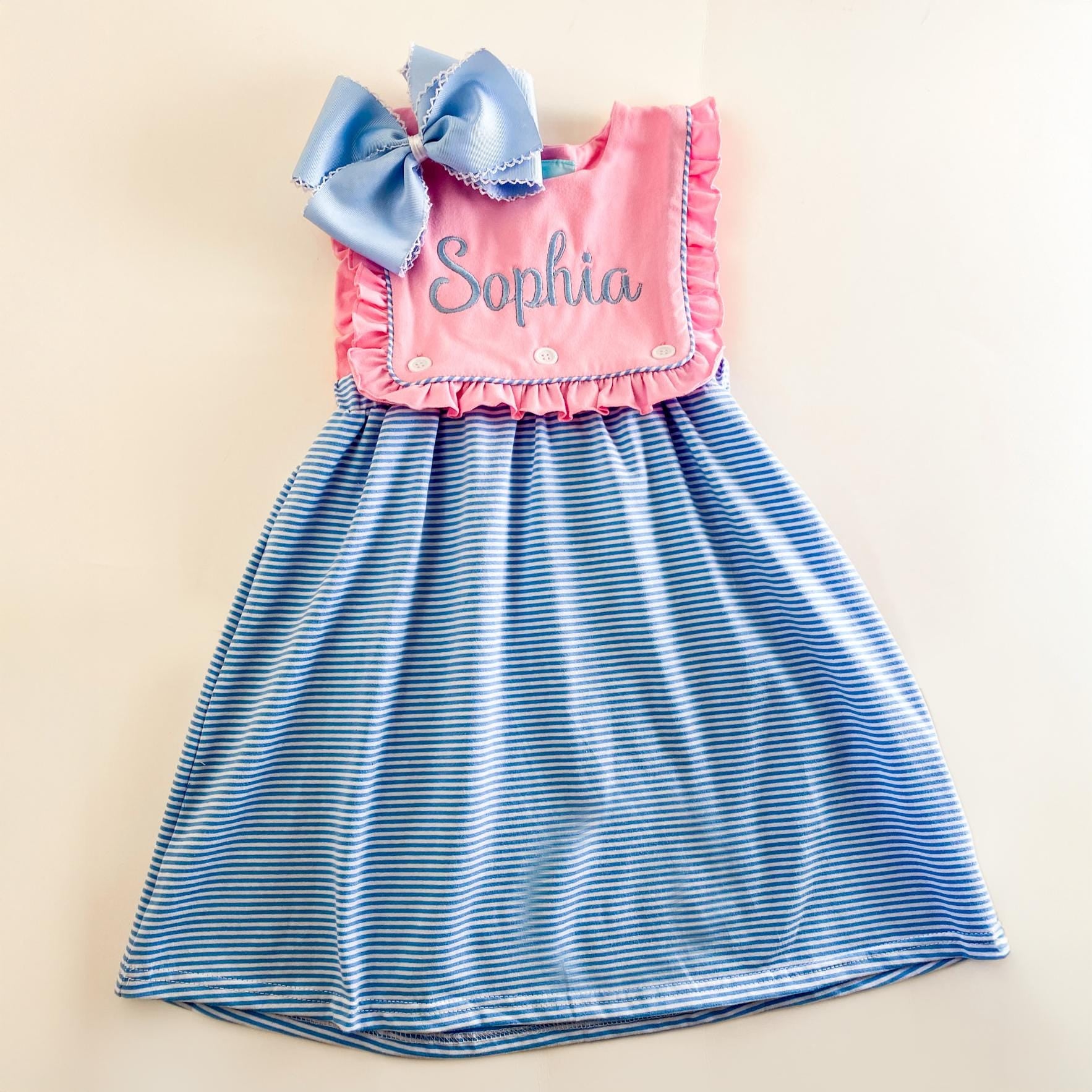 Monogrammed Sibling Outfit: Embroidered Dress & Shorts Set