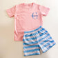Monogrammed Sibling Outfit: Embroidered Dress & Shorts Set