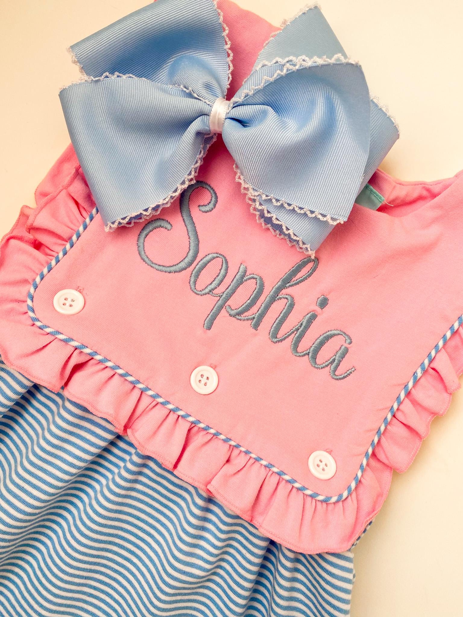Monogrammed Sibling Outfit: Embroidered Dress & Shorts Set