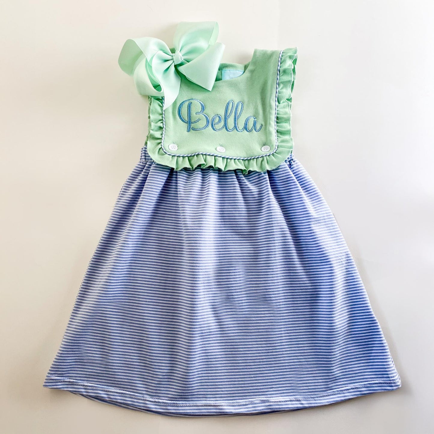 Monogrammed Sibling Outfit Set: Embroidered Dress & Shorts