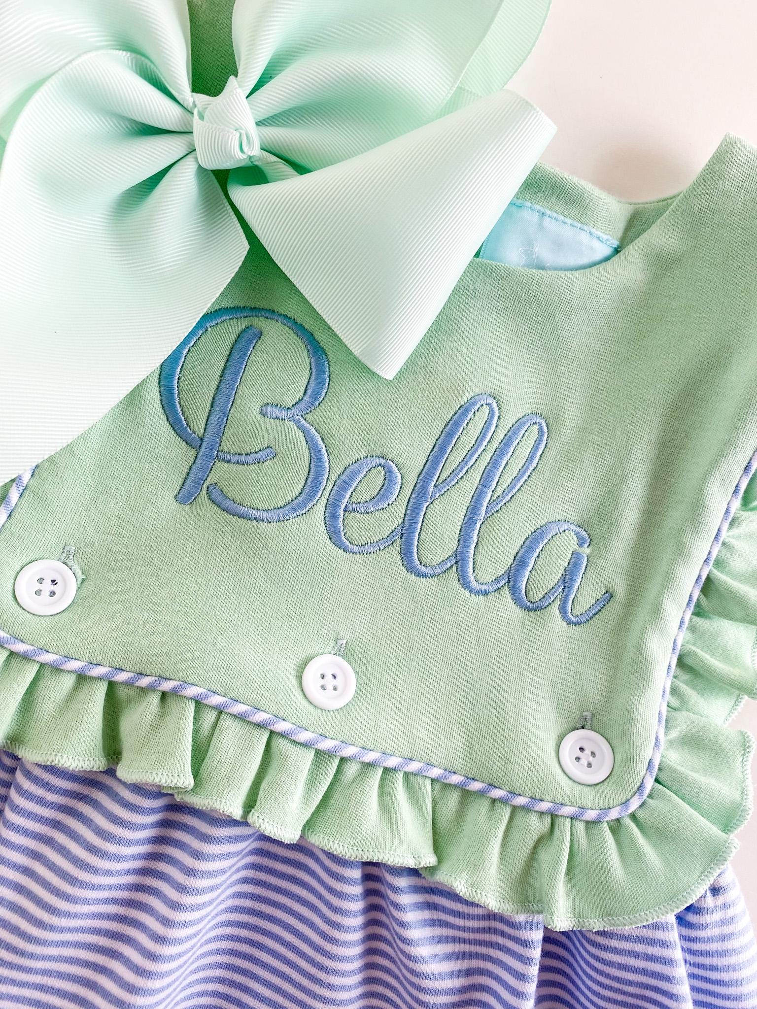 Monogrammed Sibling Outfit Set: Embroidered Dress & Shorts