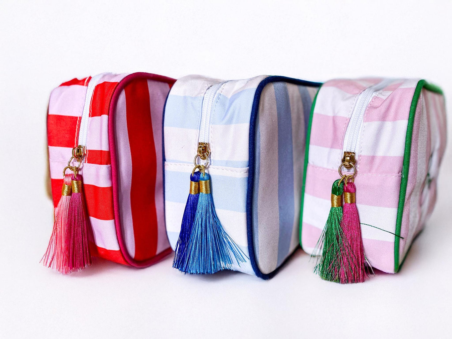 Monogrammed Striped Zipper Pouch: Personalized Cosmetic Bag