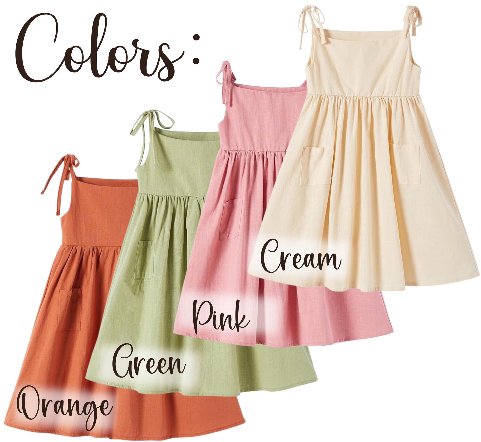 Monogrammed Toddler Cotton Linen Dress: Tie Strap Bow, Personalized Birthday Gift