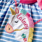 Monogrammed Unicorn Purse Dress: Embroidered Girl's Summer Outfit