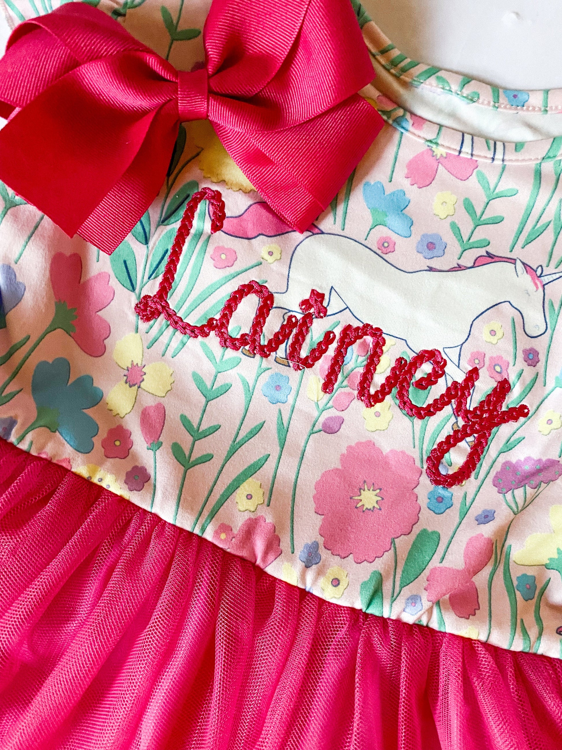 Monogrammed Unicorn Tutu Dress: Embroidered Girl's Birthday Outfit