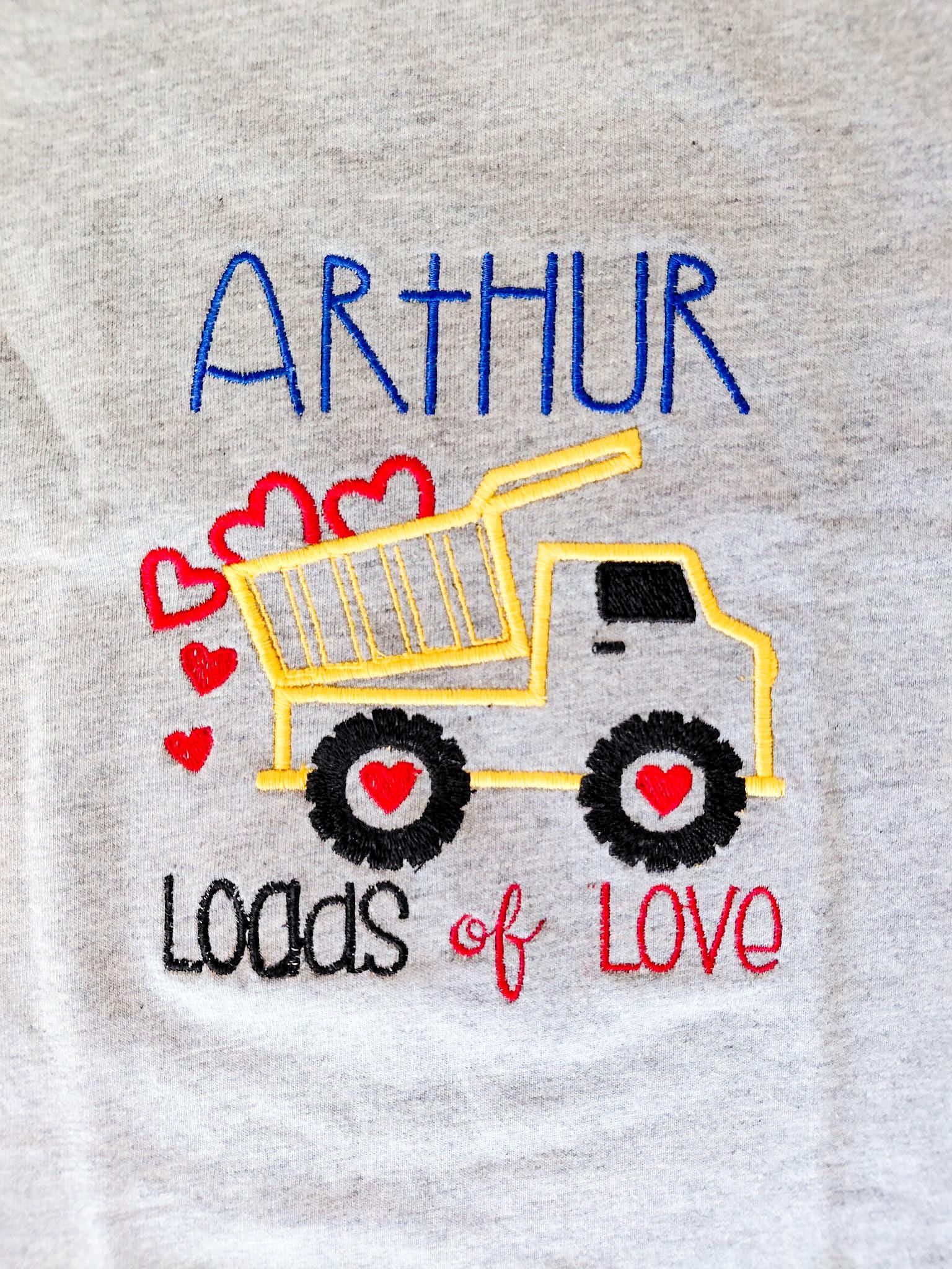 Monogrammed Valentine's Day Boy Outfit: Embroidered Valentine's Truck, Loads of Love