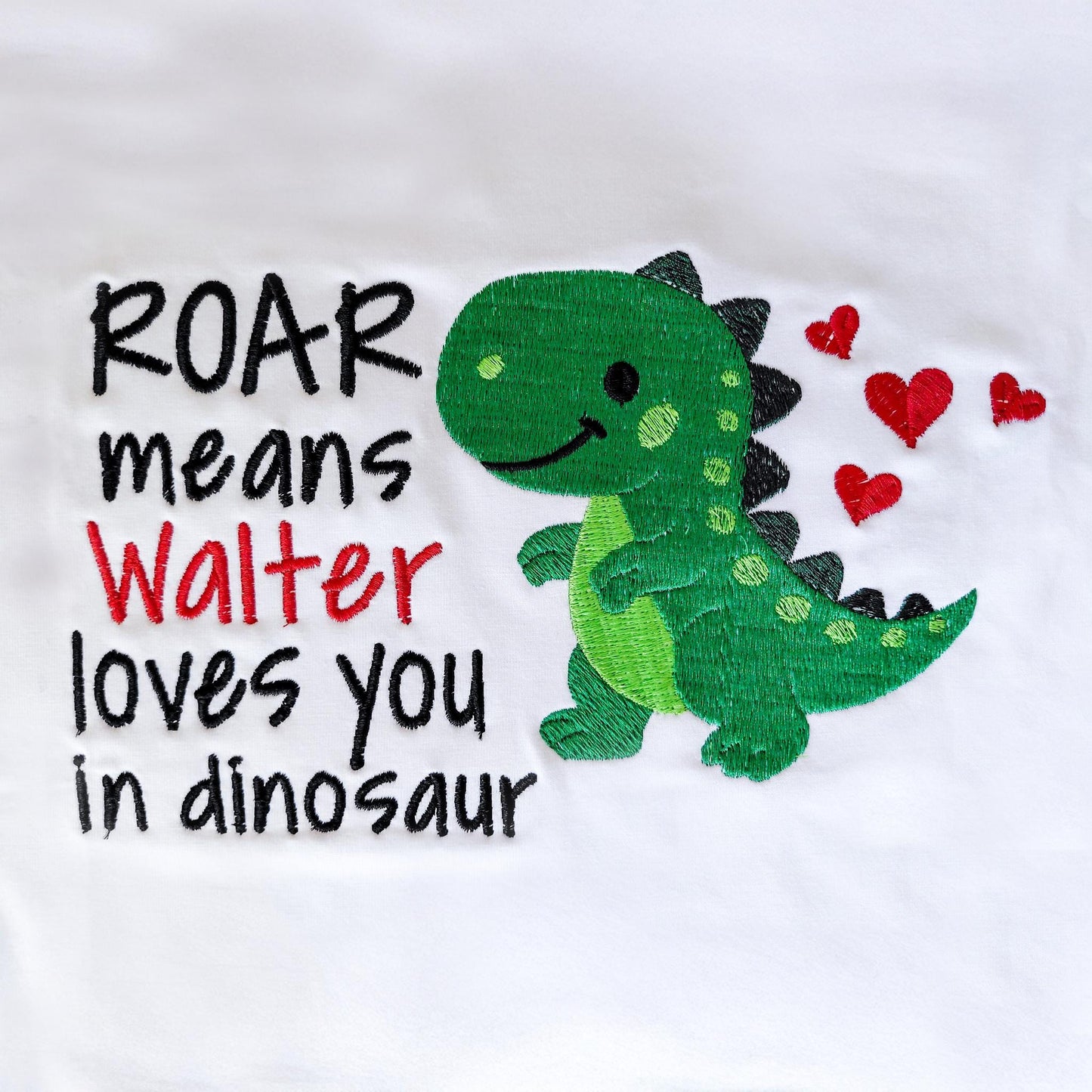 Monogrammed Valentine's Day Boy Outfit: Rawer means I love you in dinosaur with name