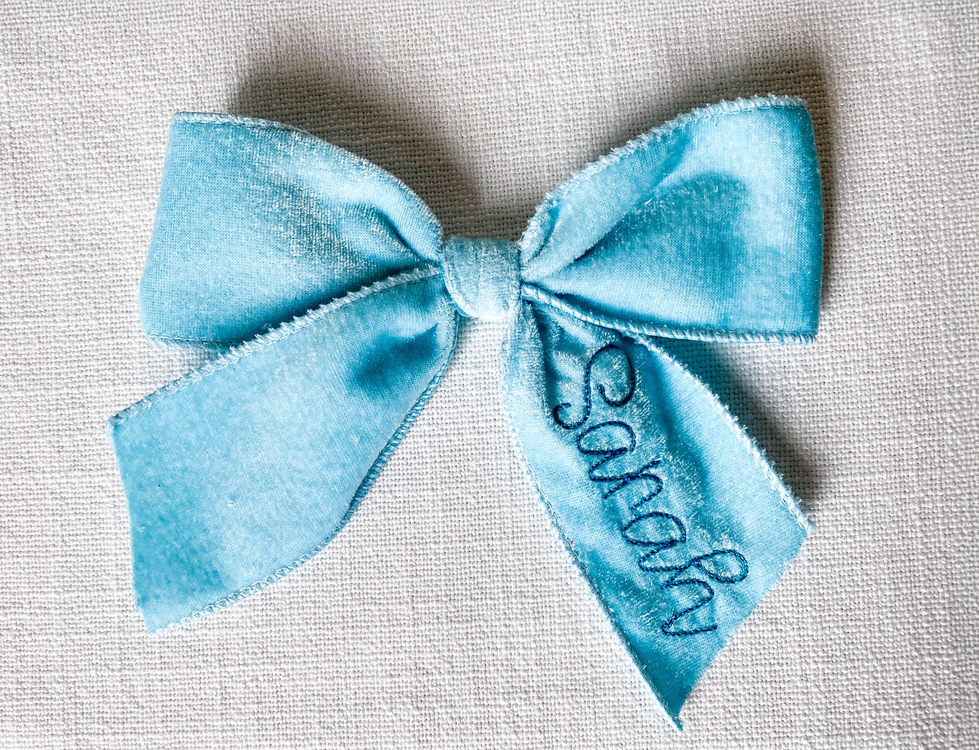 Monogrammed Velvet Christmas Tree Bow Ornament: Personalized Keepsake