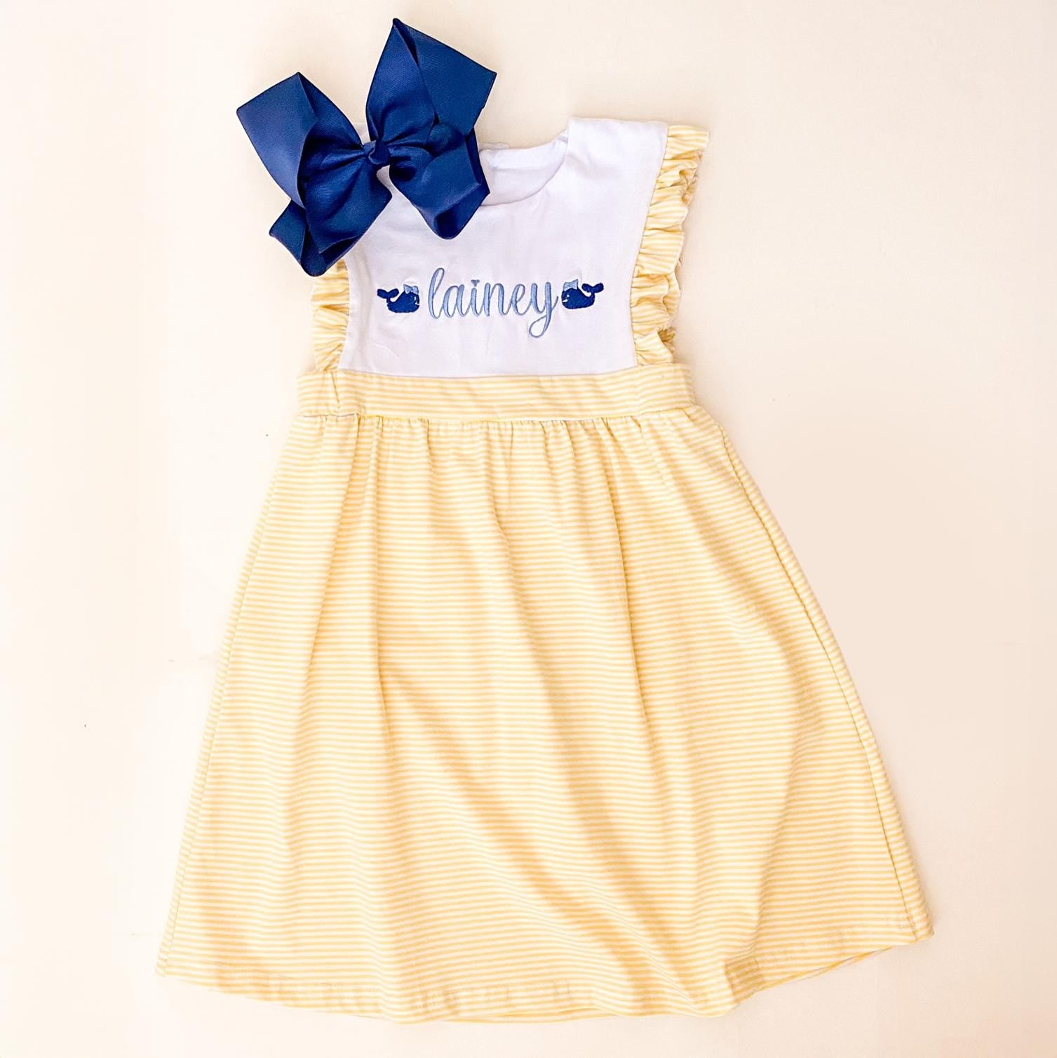 Monogrammed Whale Outfit: Embroidered Matching Sibling Set