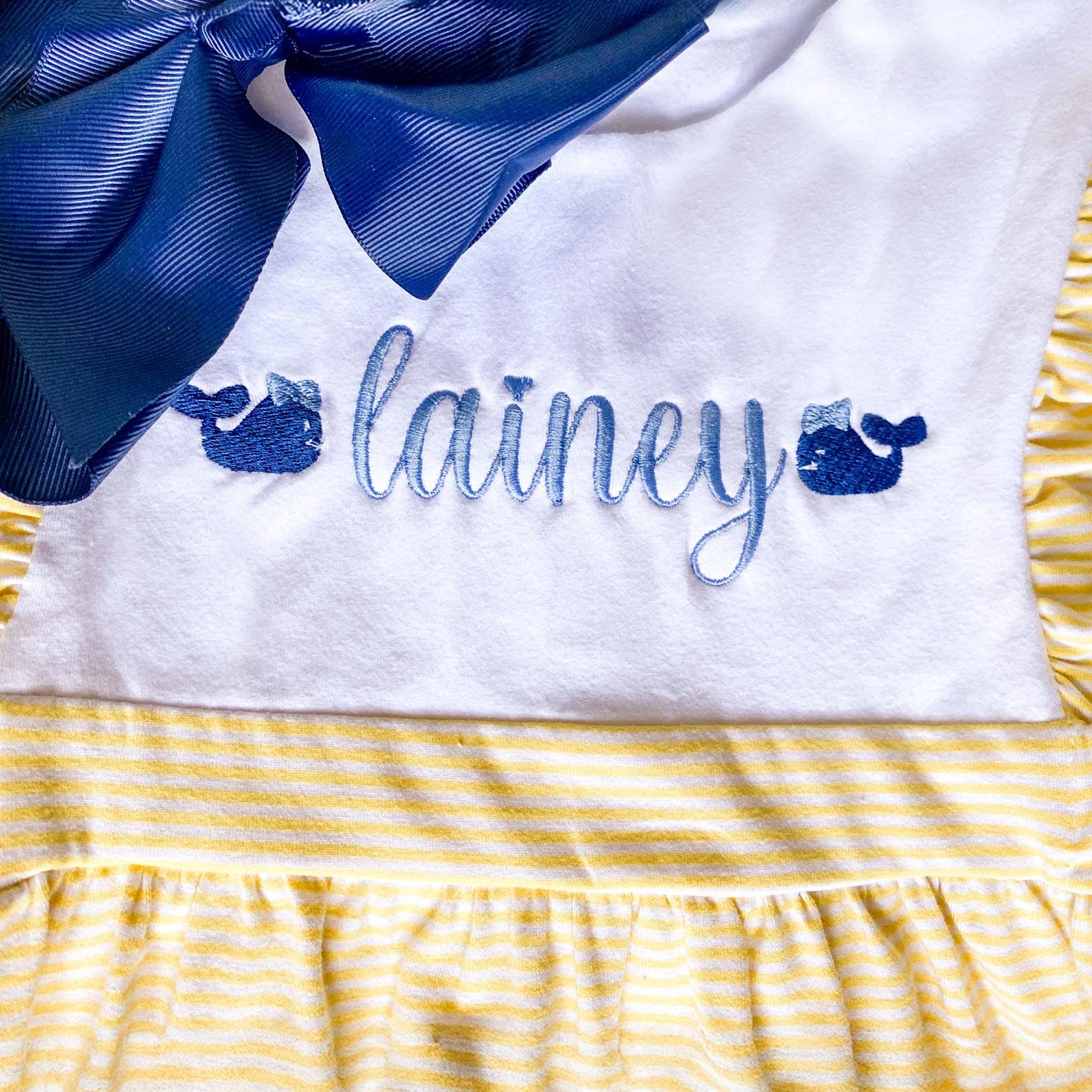 Monogrammed Whale Outfit: Embroidered Matching Sibling Set
