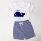 Monogrammed Whale Outfit: Embroidered Matching Sibling Set