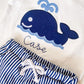 Monogrammed Whale Outfit: Embroidered Matching Sibling Set