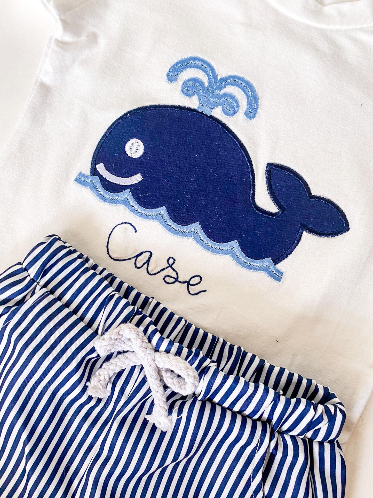 Monogrammed Whale Outfit: Embroidered Matching Sibling Set