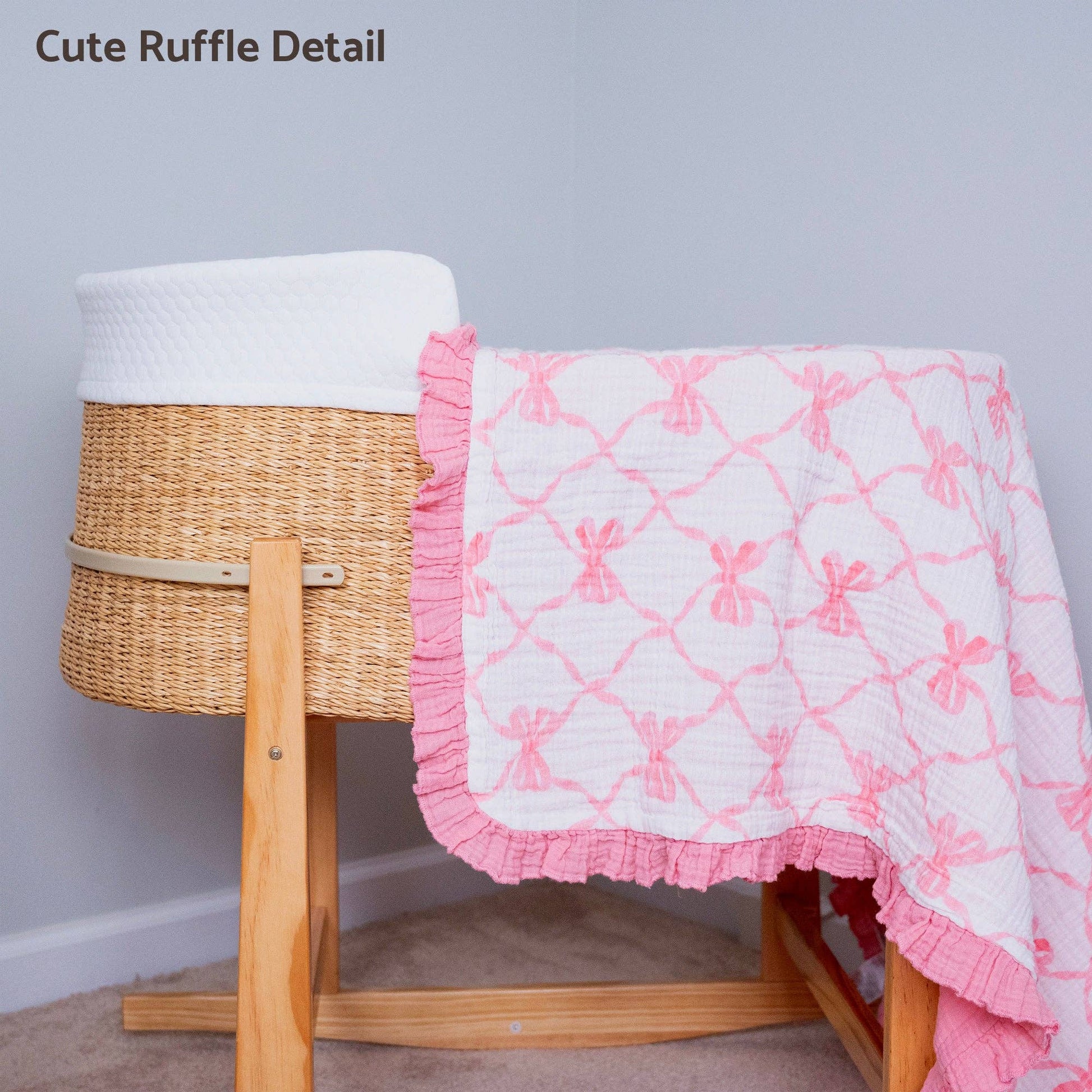 Muslin Quilt Baby & Kids Ruffle Blanket Beautiful Bows - Savannah Creations