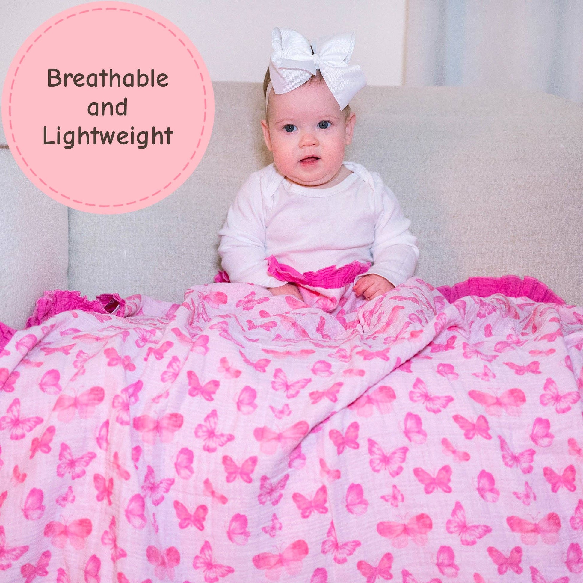 Muslin Quilt Baby & Kids Ruffle Blanket Butterfly - Savannah Creations
