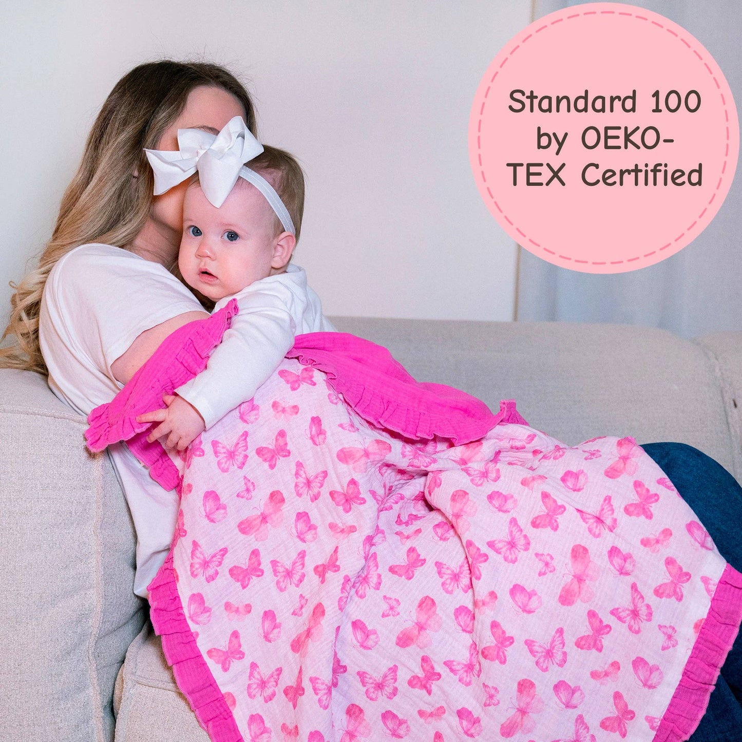 Muslin Quilt Baby & Kids Ruffle Blanket Butterfly - Savannah Creations