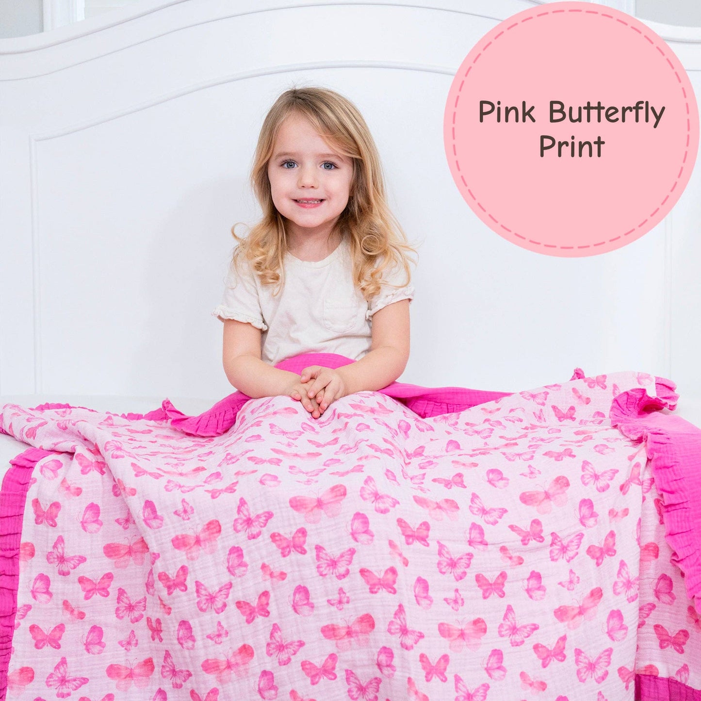 Muslin Quilt Baby & Kids Ruffle Blanket Butterfly - Savannah Creations