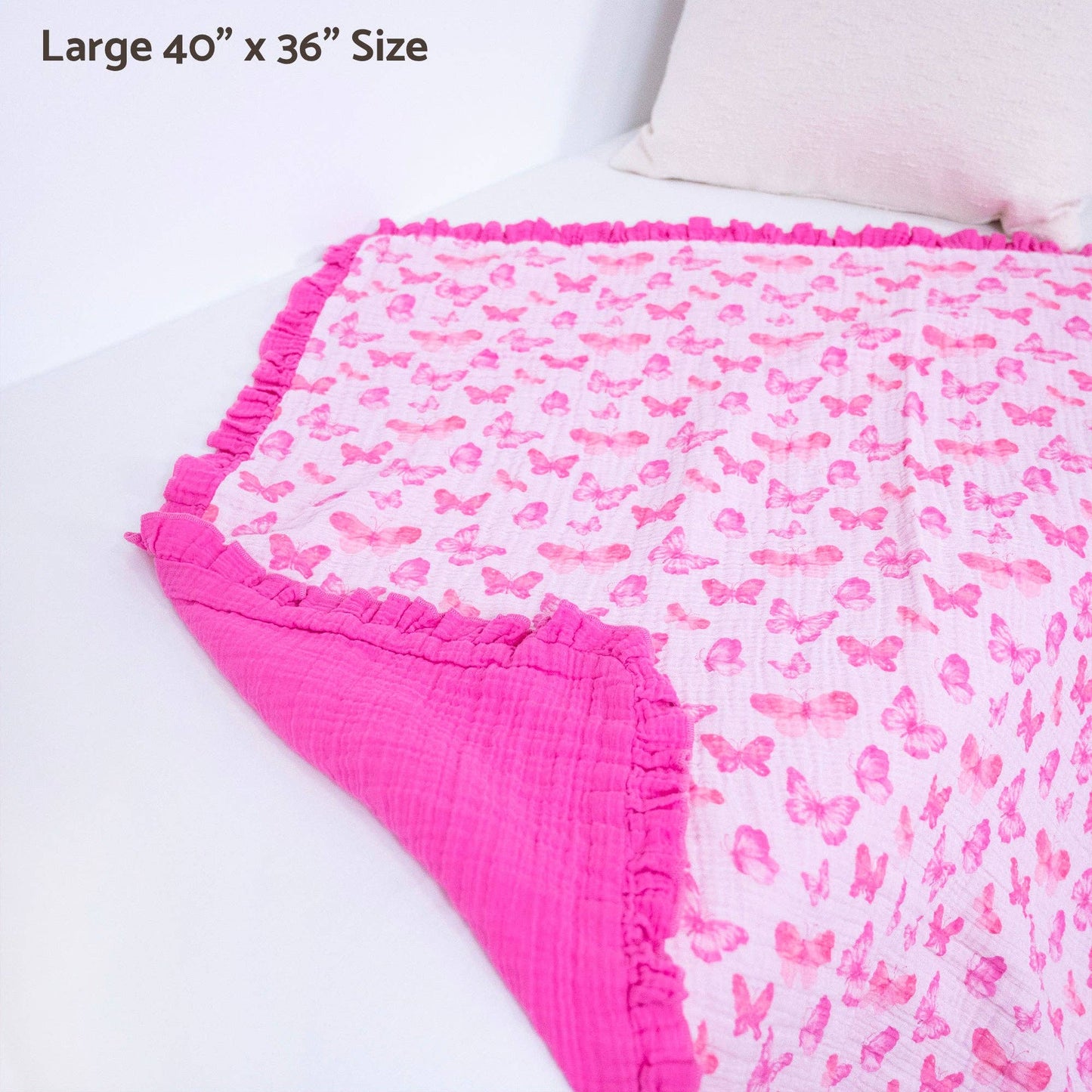 Muslin Quilt Baby & Kids Ruffle Blanket Butterfly - Savannah Creations