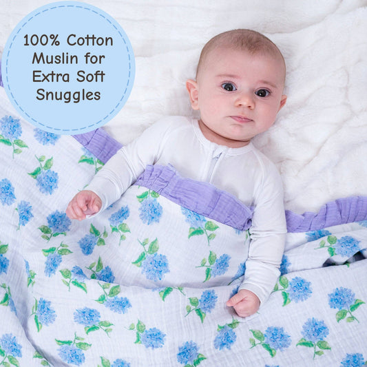 Muslin Quilt Baby & Kids Ruffle Blanket Hydrangea - Savannah Creations