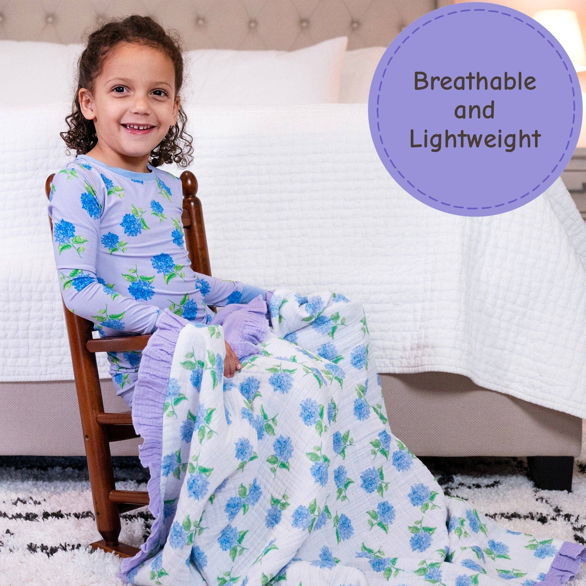 Muslin Quilt Baby & Kids Ruffle Blanket Hydrangea - Savannah Creations