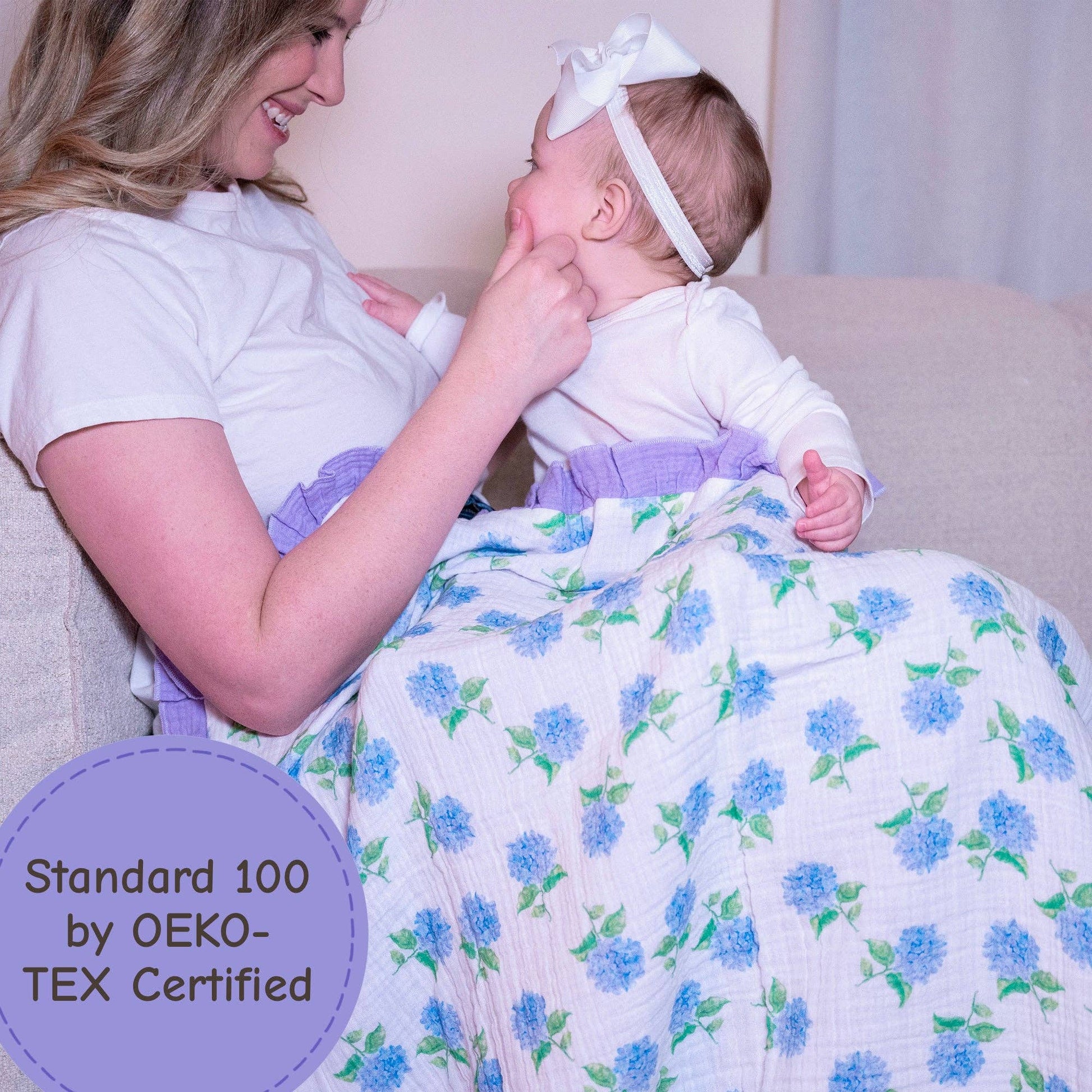 Muslin Quilt Baby & Kids Ruffle Blanket Hydrangea - Savannah Creations