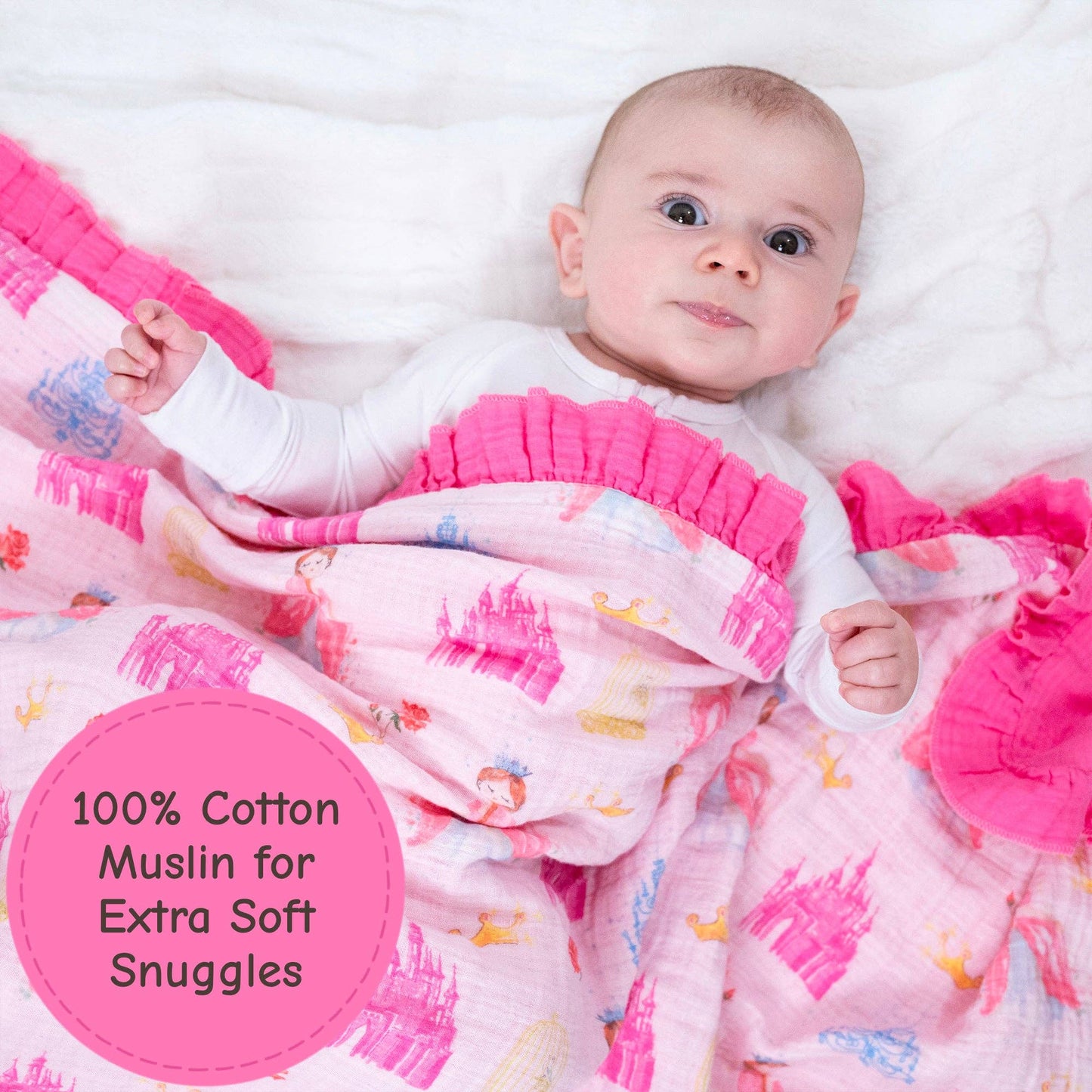 Muslin Quilt Baby & Kids Ruffle Blanket Tiara Time - Savannah Creations