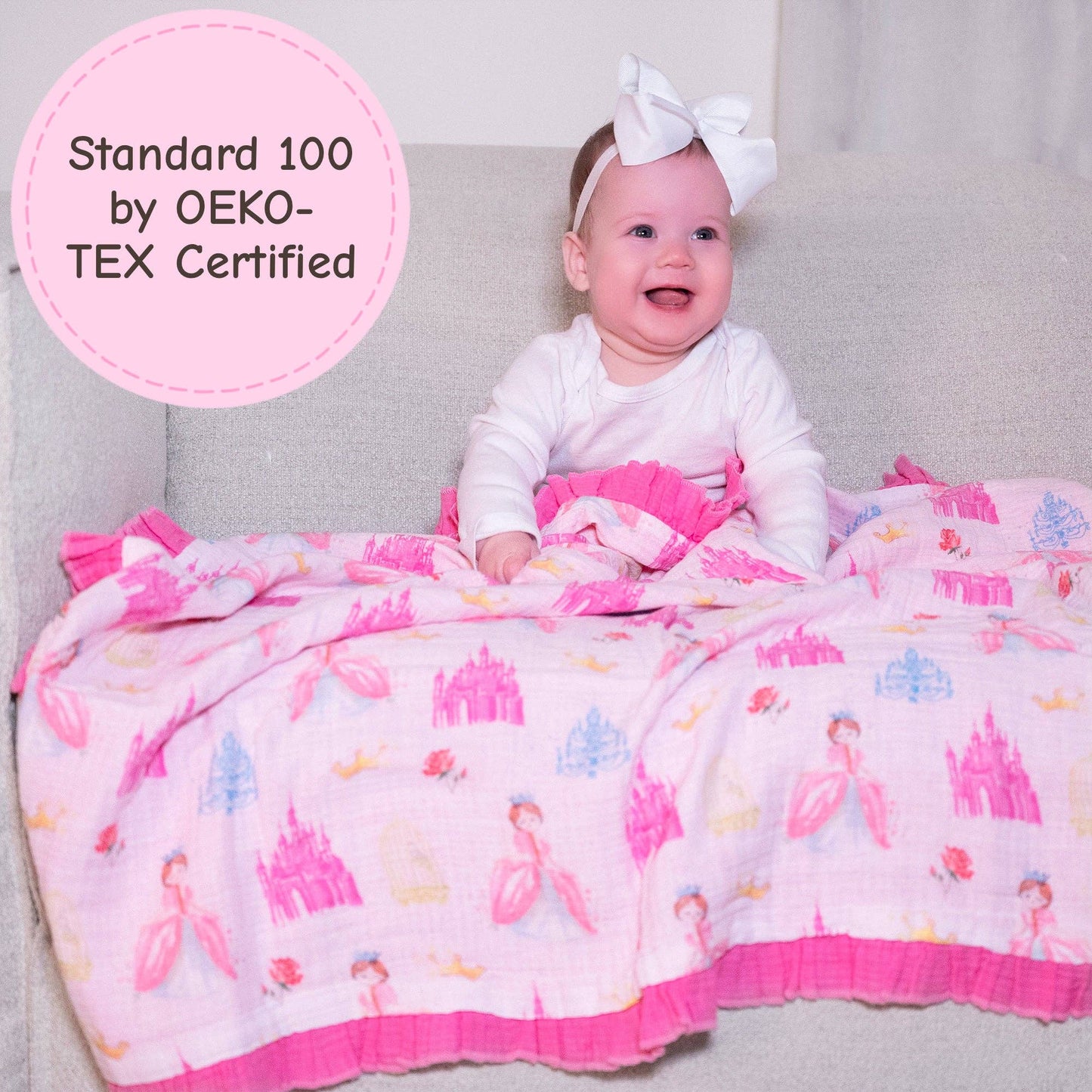 Muslin Quilt Baby & Kids Ruffle Blanket Tiara Time - Savannah Creations