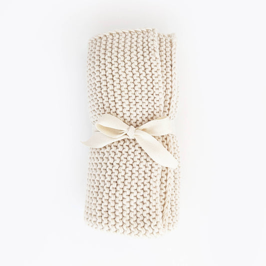 Natural Garter Garter Stitch Knit Baby Blanket - Savannah Creations