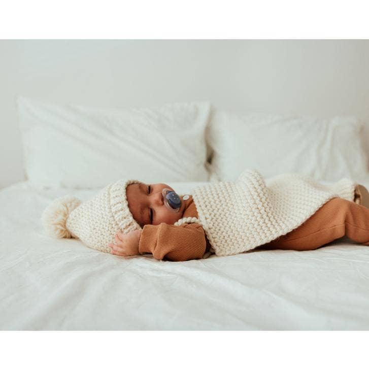Natural Garter Garter Stitch Knit Baby Blanket - Savannah Creations
